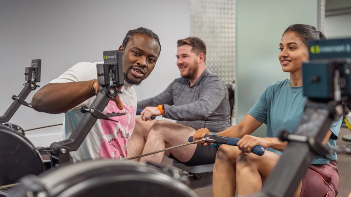 Glasgow Club members enjoying indoor rowing