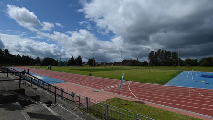 Aerial shot of outdoor running track as Glasgow Club Crownpoint