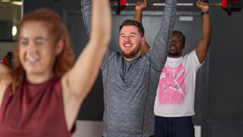 A group of Glasgow Club members take part in a Body Pump class